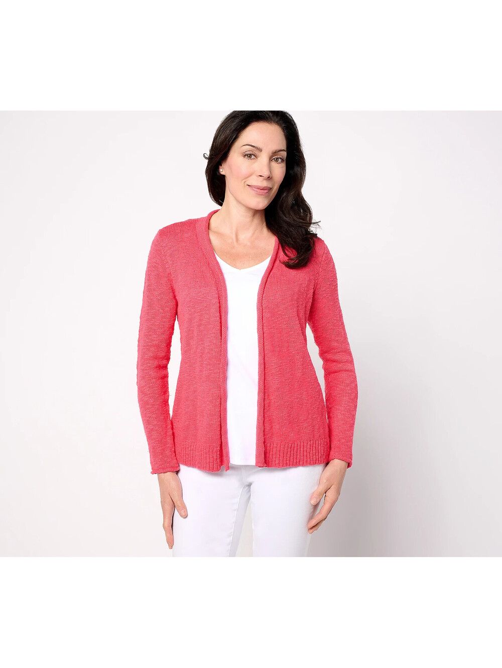 Belle Beach by Kim Gravel Gotta Getaway 100% Cotton Open Cardigan Pink, S #45A